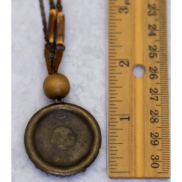 18 inch, Vintage Apple Green Mandala Flower Necklace by Avon - CL1 - Picture 3 of 3